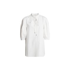 Chloe organic cotton poplin blouse features puff sleeves and self-tie closure at the neckline  Band collar 3/4 sleeves Mid-length  Relaxed fit  Cotton Dry clean Imported Workwear Puff Sleeve Blouse With Tie Sleeves, Workwear Blouse With Tie And Puff Sleeves, Cotton Blouse With Tie Sleeves And Tie Neck, Elegant Half Sleeve Blouse For Daywear, Elegant Cotton Blouse With Gathered Sleeves, Cotton Tie Neck Blouse For Work, Cotton Tie Neck Blouse For Daywear, Modern Blouse With Balloon Sleeves For Spring, Modern Balloon Sleeve Blouse For Spring