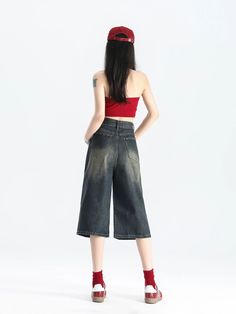 Experience effortless style with our Faded Wide-Leg Denim Bermuda Capri Culotte Shorts, where comfort meets chic in every stitch.
Crafted from a soft denim fabric with a relaxed, wide-leg fit, these shorts boast a high-waist silhouette that elongates your figure while offering a snug, flattering fit. Their retro blue hue and faded wash lend a timeless, edgy vibe, perfect for those who appreciate fashion with a nostalgic touch. Practical and stylish, the shorts feature a subtle texture and a flex Spring Wide Leg Dark Wash Cropped Jeans, Trendy Knee-length Bottoms With Pockets, Wide Leg Washed Cropped Jeans For Spring, Knee-length Jeans With Pockets For Summer, Trendy Knee-length Denim Bottoms, Knee-length Jeans For Spring, Summer Straight Leg Cotton Culottes, Summer Cotton Culottes With Straight Leg, Straight Leg Cotton Culottes For Summer