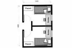 the floor plan for an apartment with two beds and one bathtub is shown in black and white