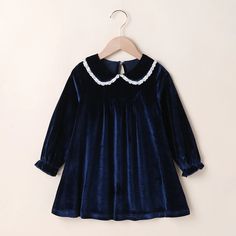 Girl Special Ocassion Dress - Momorii Spanish Baby Clothes, Special Ocassion Dresses, Velvet Holiday Dress, Black Collared Dress, Cute Dresses For Party, Girls Special Occasion Dresses, Fashion Vibes, Peter Pan Collar Dress, Doll Collar