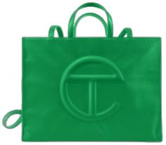 Luxury Green Bag With Logo Hardware, Travel Satchel With Logo Hardware And Double Handle, Travel Satchel With Double Handle And Logo Hardware, Modern Green Bags With Logo, Green Top Handle Bag With Logo, Tote Satchel With Logo Hardware For Shopping, Shopping Satchel With Logo Hardware Tote Shape, Shopping Tote Satchel With Logo Hardware, Green Logo Crossbody Bag