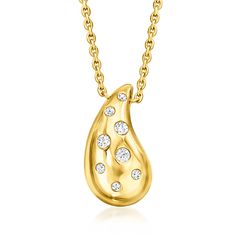 Ross-Simons - .10ct t. w. Diamond Puffy Teardrop Necklace Over Sterling. 18". Boasting an on-trend design, this glossy 18kt yellow gold over sterling silver puffy teardrop necklace is dotted all over with .10 ct. t. w. round brilliant-cut diamonds for a dazzling look. Cable chain includes a 2" extender. Lobster clasp, diamond puffy teardrop necklace. Diamond birthstones are the perfect gift for April birthdays. Essential Jewelry, Jewelry Styles, Diamond Birthstone, Diamond Jewelry Necklace, Jewelry Essentials, Sterling Jewelry, Teardrop Necklace, Necklace Necklace, Fine Jewellery Necklace