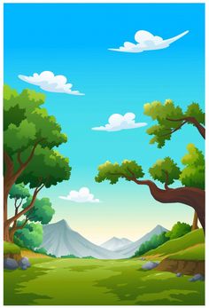 an image of a beautiful nature scene with trees and mountains in the background stock photo