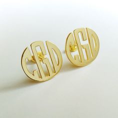 Gold Circle Monogram Earrings Initial Earrings Studs, Gifts For Mothers, Monogram Earrings, Harry Potter Jewelry, Letter Earrings, Silver Monogram, Initial Earrings, Monogram Ring, Initial Monogram