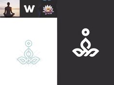 the logos for yoga and meditation are designed to look like they have two lotuses on them