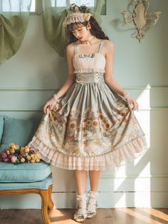 Women's Elegant Sunflower Lolita Dress
Size Chat： Fitted Chiffon Vintage Dress For Spring, Elegant Summer Dress With Floral Patchwork, Fitted Floral Patchwork Summer Dress, Elegant Fitted Dress With Floral Patchwork, Feminine Knee-length Vintage Dress For Summer, Feminine Printed Square Neck Dresses, Feminine Knee-length Vintage Summer Dress, Feminine Printed Dresses With Square Neck, Cottagecore Ruffled Summer Dresses