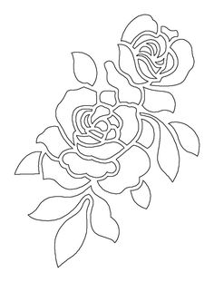 an outline drawing of two roses on a white background