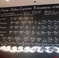 a chalkboard with some writing on it in front of a black wall that says never - strokes equal to 3 dimensional unstructed numbers