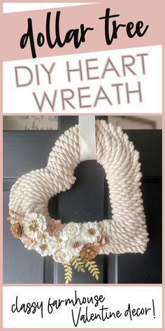 dollar tree diy heart wreath with text overlay