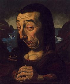 a painting of a man with his hands folded over his chest and looking at the viewer