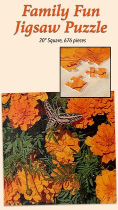 the puzzle book is filled with orange flowers