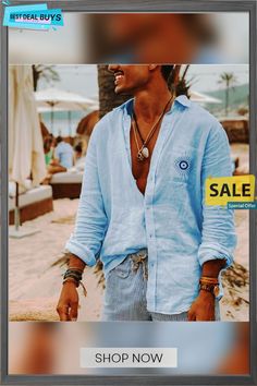 Men's Linen Shirt Summer Shirt Designer Shirt Beach Shirt Turndown Spring Summer Long Sleeve White Blue Green Graphic Outdoor Street Clothing Apparel Button-down Blue Green Solid Color, Mens Linen Shirts Summer, Green Solid Color, Summer Long Sleeve, Street Clothing, Linen Men, Linen Shirt Men, Kinds Of Clothes, Beach Shirt