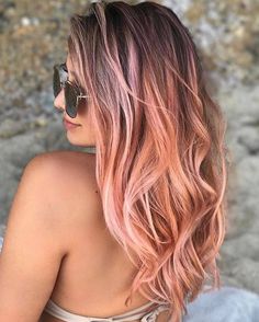 Blorange Hair Balayage, Blorange Hair, Rose Gold Hair Brunette, Summer Brunette, Pink Model, Hair Balayage