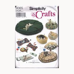 the cover of simply crafts magazine features cats and dogs in their beds, pillows, and blankets