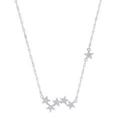 "Decorated with shimmering round-cut diamonds, this dazzling star necklace takes your look to new heights. Decorated with shimmering round-cut diamonds, this dazzling star necklace takes your look to new heights. Drop length: 0.83 in. Chain length: 18 in. Chain type: rope Metal: sterling silver Finish: polished Packaging: boxedDIAMOND DETAILS Total weight: 1/5 ct. Shape: round Setting: prong Diamond weights are approximate. Diamond total weights may vary between .01 and .08 ct. Some diamonds hav Star Necklace Silver, Star Cluster, Diamond Star, Cluster Pendant, Jewelry Lookbook, Cute Necklace, Gothic Jewelry, Silver Stars, Star Necklace