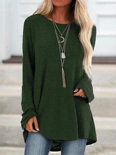 🚚FREE Shipping on orders over $80 ✨ use Code: "Mylook" for Extra Discount at checkout Women's Long Sleeves Casual Shirt Woman Shirt, Casual Shirt Women, Loose Long Sleeve, Round Neck Shirt, Daily Style, Knit Tunic, Casual Shirt, Neck Pattern, Shirt Sale