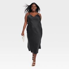 Women's Maxi Slip Dress - A New Day™ Black Xxl : Target Casual Sleeveless Night Dress, Sleeveless Slip Dress For Spring Nights, Spring Night Midi Slip Dress, Spring Night Slip Dress, Midi Length, Spring Sleeveless Night Slip Dress, Spring Sleeveless Slip Dress For Night, Casual Sleeveless Satin Slip Dress, Casual Satin Slip Dress For Date Night, Casual Satin Slip Dress With Spaghetti Straps