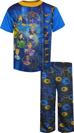 The immortals have arrived! These flame resistant short sleeve long pant pajamas for boys feature the team from the newest Marvel movie: Eternals. Bold graphics and bright colors make this sure to become a favorite. Machine wash, easy care. Character Lineup, Pajamas For Boys, Toddler Pajamas, Marvel Movie, Boys Pajamas, Bold Graphics, Marvel Movies, Long Pants, The Team