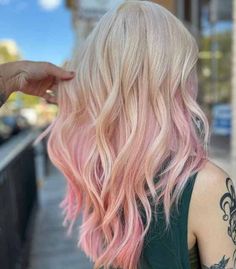 Light Pink Balayage Blonde, Pastel Pink Hair Peekaboo, Blonde Hair With Fantasy Color, Pops Of Pink In Blonde Hair, Pale Pink And Blonde Hair, Adding Pink To Blonde Hair, Blond With Pink Tips, Blonde Hair With Color Peekaboos Pink, Blonde With Pink Balayage