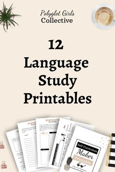 the 12 language study printables for students to use on their homeschool