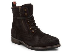 Rustic Asphalt-Pick Up Cap Toe Boot Finish your cold weather look with the Pick Up cap toe boot from Rustic Asphalt. Wrapped laces, side zippers, and a lug sole offer rugged style to this edgy combat boot. Brown Winter Combat Boots With Zipper Closure, Winter Lace-up Combat Boots With Zipper Closure, Outdoor Lace-up Boots With Zipper, Rugged Winter Hiking Boots With Laces, Rugged Lacing Winter Boots, Rugged Winter Boots With Lacing, Winter Lace-up Moto Boots With Zipper Closure, Winter Combat Boots With Laces For Outdoor, Cap Toe Boots