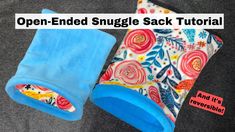 an open - ended snuggle sack is shown with the text, and it's reversible