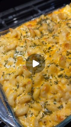 a casserole dish with macaroni and cheese