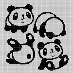 cross stitch pattern with pandas and other animals