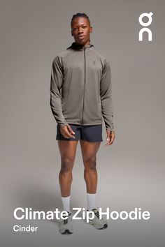 When the temperature drops, this insulating and sweat-wicking running hoodie is your cold-weather hero | On Men's Climate Zip Hoodie in Cinder, Size: Large. Cold weather runs, balaclava feature, insulating Road Running, Marathon, Trail Running. Performance Outdoor | Recycled Polyester Running Marathon, Running Hoodie, Running In Cold Weather, Cold Fits, Explainer Video, Road Running, Trail Running, Zip Hoodie, New Black