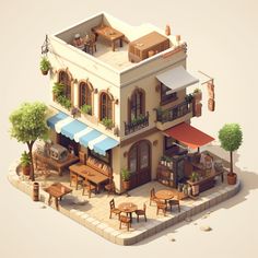 Isometric illustration capturing the inviting ambiance of Algerian cafe culture, where coffee and culture intertwine. Cafe Culture, House Concept, Journey 2, Model House, Coffee Experience, Stay Connected, Model Homes, Game Assets, The Coffee