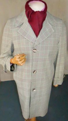 Just such a beautifully cut and sewn rain Mac. Very possibly more to the early 70's when Britain still held a claim to stylish menswear. I love particularly the raised seams on the shoulder, shoulder to armpit and sleeve that define the garment so well. This is when we referred to clothes as Apparel and took pride in the way they were designed made and who wore them! Then check out the Dandified lapel and collar. Classy Prince of Wales print on a sturdy cloth that will certainly work against the Retro Fitted Lined Outerwear, Vintage Fitted Business Outerwear, Fitted Vintage Business Outerwear, Fitted Vintage Lined Outerwear, Fitted Lined Vintage Outerwear, Classic Tailored Lined Outerwear, Retro Fitted Formal Outerwear, Classic Fitted Lined Outerwear, Rain Mac