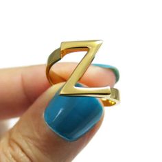 Initial Ring, Custom Initial Ring, Gold Letter Ring, Z Ring, Personalized Ring, Unisex Initial Ring, Z Ring, Gold Midi Rings With Initials For Gift, Gold Initial Ring, Gold Pinky Ring, Turquoise Gold Ring, Mom Ring, Letter Ring, Name Rings, Initial Gifts