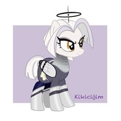 a drawing of a pony with an angel halo on its head and the words kilicin above it