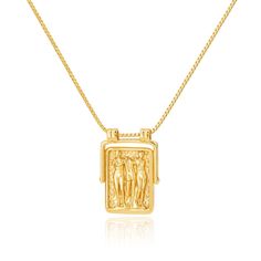 The Three Graces Pendant Necklace – Mod + Jo Goddess Style Pendant Necklaces, Tarnish Resistant Necklace With Rectangular Pendant, Feminine Qualities, Goddess Vibes, The Three Graces, Daughter Of Zeus, Phone Items, Three Graces, Ring Bag