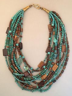 Multi-Strand Long Turquoise Statement Necklace