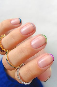 colorful thin french tip nails, nail trends 2022 spring, acrylic nail trends 2022, dip nail trends 2022, nail trends 2022 uk, nail trends winter 2022, summer nail trends 2022, shellac nail trends 2022, nail trends 2022 Barely There Nails, Nagellack Trends, Casual Nails, Shellac Nails, French Tips, Dipped Nails, Trends 2022, Summer Nail