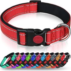 Taglory Reflective Dog Collar with Safety Locking Buckle, Adjustable Nylon Pet Collars for Large Dogs Female Male, Red, L Puppy Crate, Puppy Coats, Puppy Beds, Small Puppies, Female Male, Medium Dogs, Dog Stuff