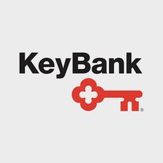 the key bank logo is shown on a white background with a red and black key