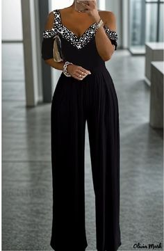 Olivia Mark - Wide-Leg Jumpsuit with Waist Cinching, Print Maxi Dress for Formal Events Dresses For Formal Events, Short Silver Hair, Wide Leg Romper, Flare Jumpsuit, Relaxed Outfit, Overlay Dress, Printed Jumpsuit, Printed Maxi, Wide Leg Jumpsuit