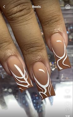 Nail Vibes, Brown Acrylic Nails, Brown Nail, Drip Nails, French Tip Acrylic Nails, Glow Nails, Short Square Acrylic Nails, Long Acrylic Nails Coffin, Acrylic Nails Coffin Pink