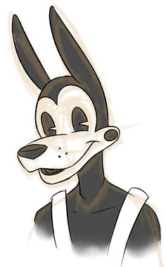 an image of a cartoon character with bunny ears and suspenders on his head, looking to the side