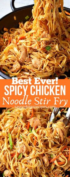 the best easy spicy chicken noodle stir fry is ready to be eaten in less than 30 minutes