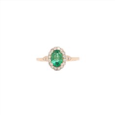 Timeless Zambian Emerald Ring in Solid 14k Yellow Gold with Natural Diamond Accents | Oval 7x5mm | May Birthstone | Minimalist Ring Formal 14k Gold Emerald Ring With Halo, Classic Yellow Gold Emerald Ring With Halo, Heirloom Emerald Ring With Halo Design, 14k Rose Gold Emerald Ring, Classic Emerald Cut Emerald Ring In Rose Gold, Classic Green Diamond Halo Ring, Heirloom Style Emerald Ring With Halo, Heirloom Emerald Ring With Halo, Classic Emerald Cut Halo Emerald Ring