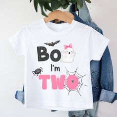 a t - shirt that says boo i'm two on it