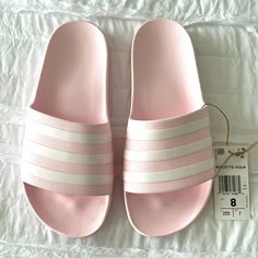 Pink Adidas Slides Size 8 Brand New Pink Adidas Slides, Pink Low-top Sandals For Spring, Pink Spring Sandals, Adidas Casual Sandals For Spring, Adidas Shoes Pink, Adidas Slippers, Pink Adidas Shoes, Light Pink Shoes, Slides Adidas