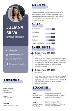 a professional resume with blue and gray colors