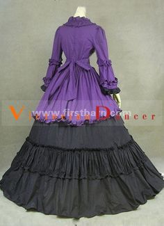 Color: black and purple   Length: long section   Decoration: Bow   Material: Cotton Long Purple Dress For Winter, Purple Long Dress For Winter, Long Sleeve Dresses For Costume Party, Purple Long Sleeve Dress For Winter, Black Long Sleeve Victorian Costume Dress, Black Long Sleeve Dress For Costume Party, Long Sleeve Purple Maxi Dress For Fall, Black Victorian Dress With Long Sleeves For Halloween, Purple Long Maxi Dress For Fall