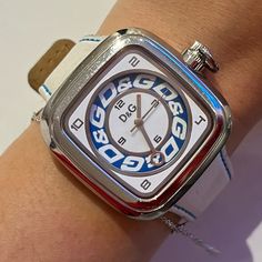 Amazing Condition Watch Only, No Original Packaging Unfortunately, One Of A Kind Rare Find -From My Closet -Going For $430+ On Ebay Very Vintage, From Early 2000s -Genuine D&G Timepiece -White Leather Strap With Blue Stitching -Square Face, Beautiful Detail On Dial (See Photos) -Unisex, Quartz, Stainless Steel -Case Width: 42mm Model: Dw0182 Please See All Photos & Video For Details Leave Me A Comment If You Need Further Information, Photos, Etc -Measurements In Photo Downsizing My Closet Free Shipping Beautiful Packaging Guaranteed Dolce And Gabbana Blue And White, Dolce And Gabbana Light Blue, Square Face, Square Faces, Early 2000s, Beautiful Packaging, Stainless Steel Case, Vintage Watches, White Leather