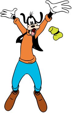 an image of goofy doing tricks with his hands in the air and holding tennis balls