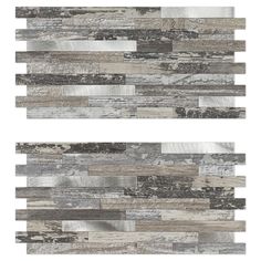 two pieces of wood are shown with different colors and patterns on the wall, one is gray